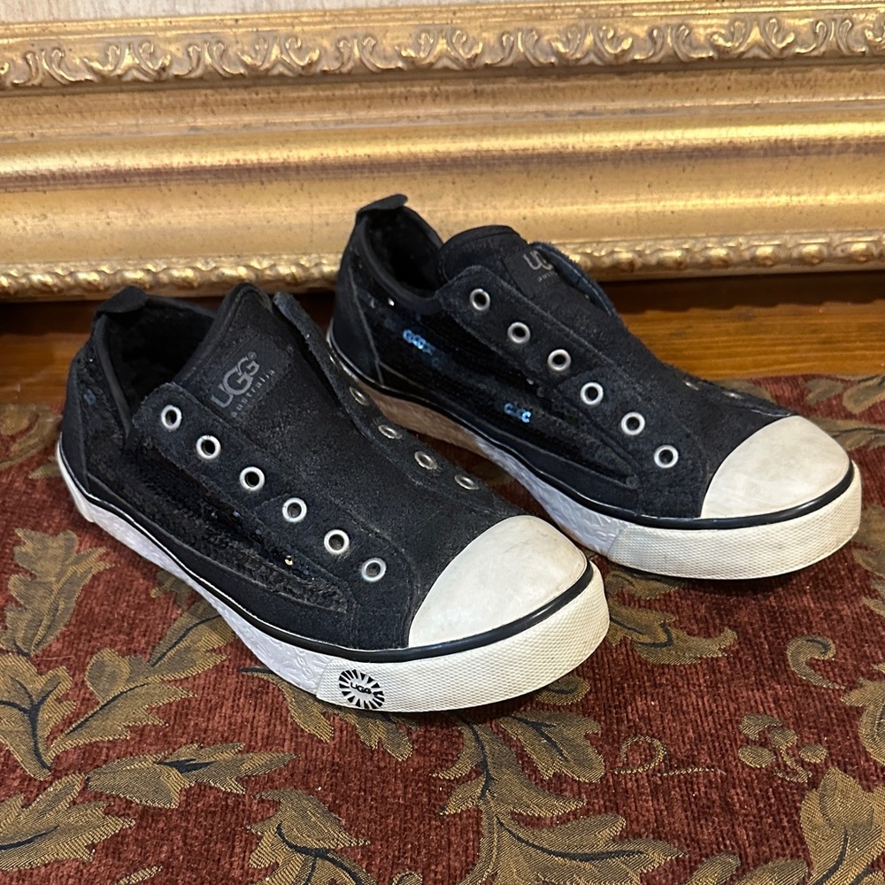 UGG Black Canvas Slip-On Sneakers